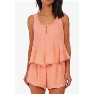 NWT Rebecca Minkoff Gene Short Romper Pink Silk Medium $298